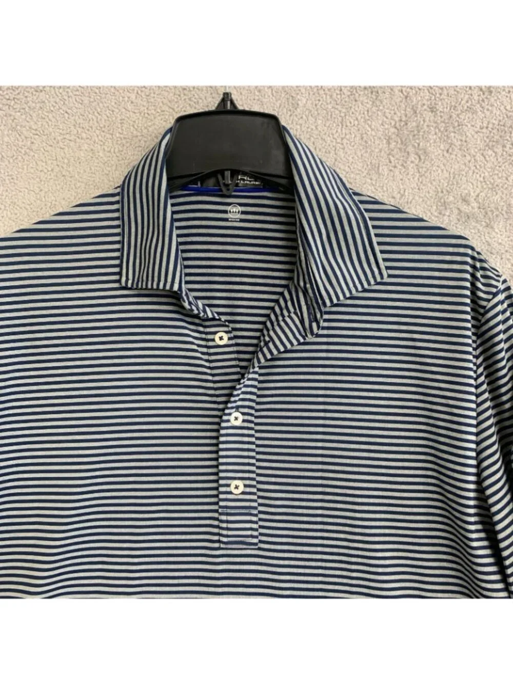 RLX Ralph Lauren Men's M Blue Striped Polo Shirt Wicking Performance P0472